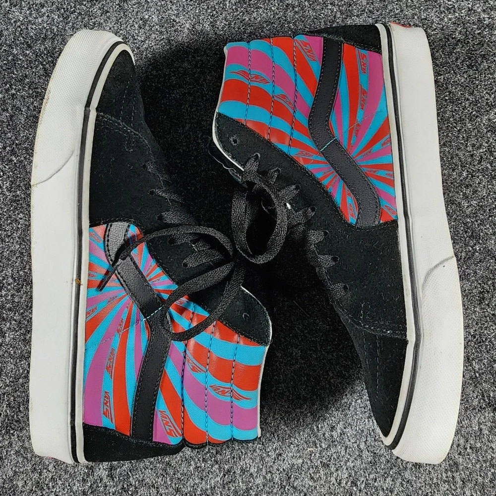 Vans Sk8-Hi Psychedelic Sunburst High Top Sneakers Women 9 Black Multi Color